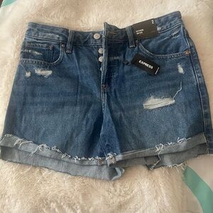 Express Blue Jean Shorts Distressed Cut-Off Style